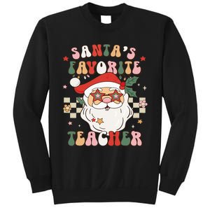 Santa Favorite Teacher Groovy Retro Christmas Sweatshirt