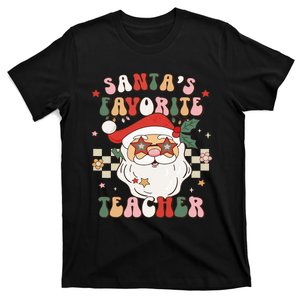 Santa Favorite Teacher Groovy Retro Christmas T-Shirt