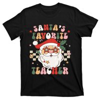 Santa Favorite Teacher Groovy Retro Christmas T-Shirt