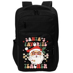 Santa Favorite Teacher Groovy Retro Christmas Impact Tech Backpack