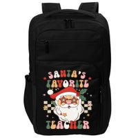 Santa Favorite Teacher Groovy Retro Christmas Impact Tech Backpack