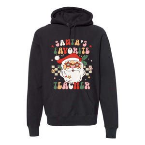 Santa Favorite Teacher Groovy Retro Christmas Premium Hoodie