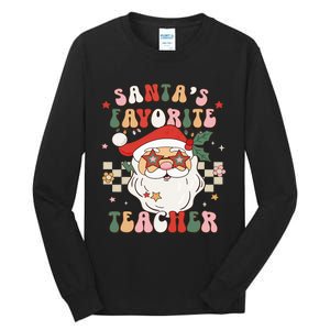 Santa Favorite Teacher Groovy Retro Christmas Tall Long Sleeve T-Shirt