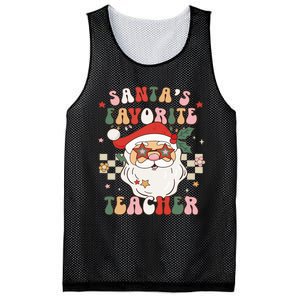 Santa Favorite Teacher Groovy Retro Christmas Mesh Reversible Basketball Jersey Tank