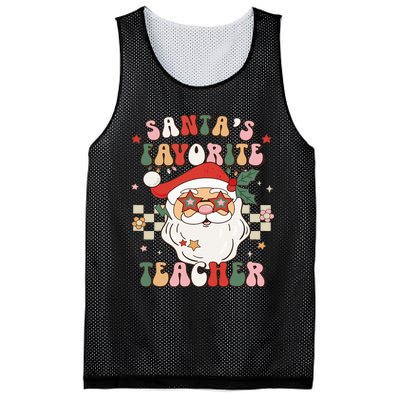 Santa Favorite Teacher Groovy Retro Christmas Mesh Reversible Basketball Jersey Tank