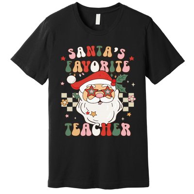 Santa Favorite Teacher Groovy Retro Christmas Premium T-Shirt