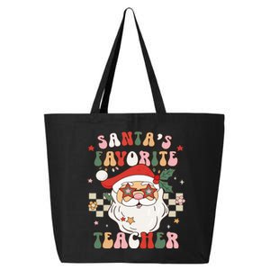 Santa Favorite Teacher Groovy Retro Christmas 25L Jumbo Tote