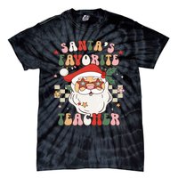 Santa Favorite Teacher Groovy Retro Christmas Tie-Dye T-Shirt