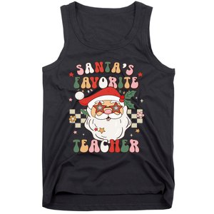 Santa Favorite Teacher Groovy Retro Christmas Tank Top