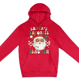 Santa Favorite Teacher Groovy Retro Christmas Premium Pullover Hoodie