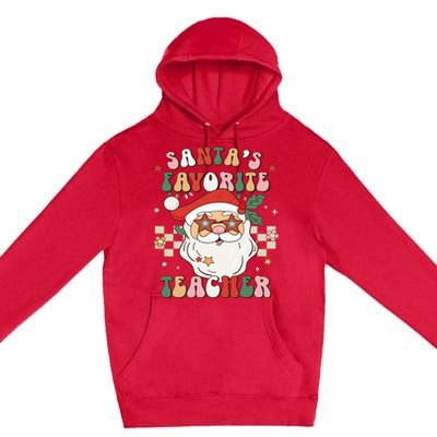 Santa Favorite Teacher Groovy Retro Christmas Premium Pullover Hoodie