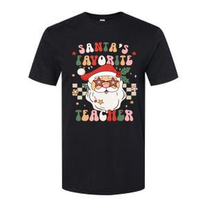 Santa Favorite Teacher Groovy Retro Christmas Softstyle CVC T-Shirt