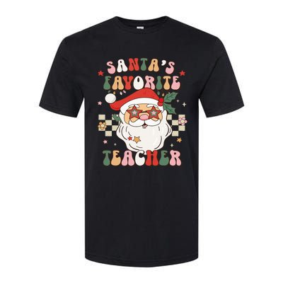 Santa Favorite Teacher Groovy Retro Christmas Softstyle CVC T-Shirt