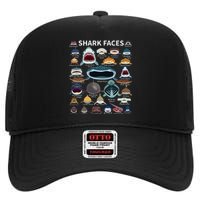 Shark Faces Type Of Shark Shark Faces Of All Kinds High Crown Mesh Back Trucker Hat