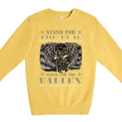 Stand For The Flag Kneel For The Fallen Honor Armed Forces Meaningful Gift Premium Crewneck Sweatshirt