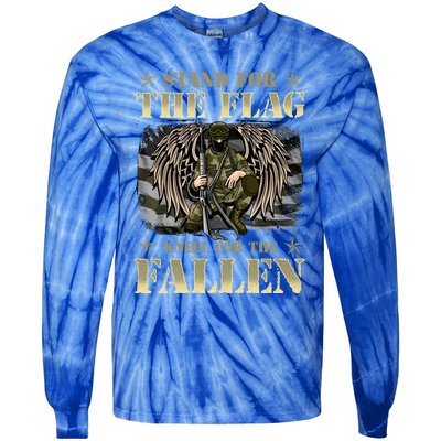 Stand For The Flag Kneel For The Fallen Honor Armed Forces Meaningful Gift Tie-Dye Long Sleeve Shirt