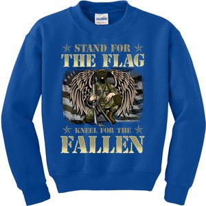 Stand For The Flag Kneel For The Fallen Honor Armed Forces Meaningful Gift Kids Sweatshirt