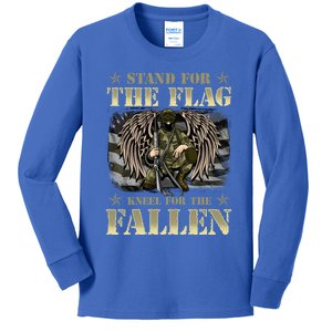 Stand For The Flag Kneel For The Fallen Honor Armed Forces Meaningful Gift Kids Long Sleeve Shirt