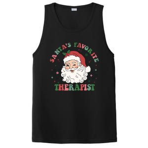 SantaS Favorite Therapist Retro Groovy Santa Face Christmas Funny Gift PosiCharge Competitor Tank