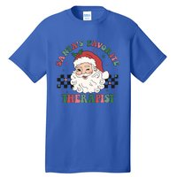 SantaS Favorite Therapist Retro Groovy Santa Face Christmas Funny Gift Tall T-Shirt