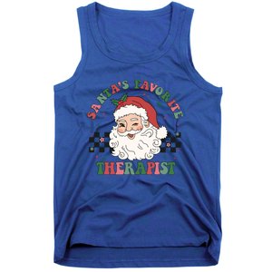 SantaS Favorite Therapist Retro Groovy Santa Face Christmas Funny Gift Tank Top