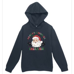 SantaS Favorite Therapist Retro Groovy Santa Face Christmas Funny Gift Urban Pullover Hoodie