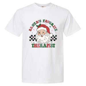 SantaS Favorite Therapist Retro Groovy Santa Face Christmas Funny Gift Garment-Dyed Heavyweight T-Shirt