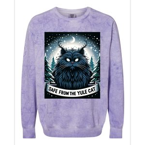 Safe From The Yule Cat Christmas Icelandic Iceland Folklore Gift Colorblast Crewneck Sweatshirt