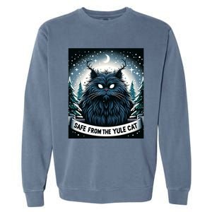 Safe From The Yule Cat Christmas Icelandic Iceland Folklore Gift Garment-Dyed Sweatshirt