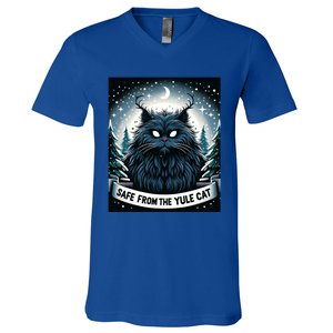 Safe From The Yule Cat Christmas Icelandic Iceland Folklore Gift V-Neck T-Shirt