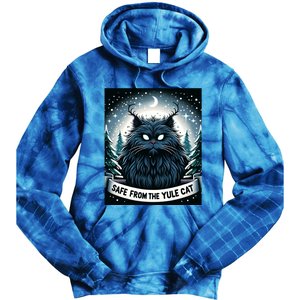 Safe From The Yule Cat Christmas Icelandic Iceland Folklore Gift Tie Dye Hoodie