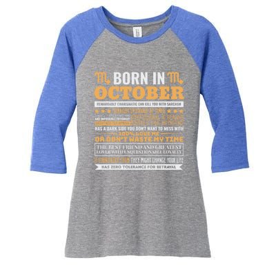 Scorpio Facts Traits Horoscope Zodiac Gift Women's Tri-Blend 3/4-Sleeve Raglan Shirt