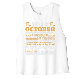 Scorpio Facts Traits Horoscope Zodiac Gift Women's Racerback Cropped Tank