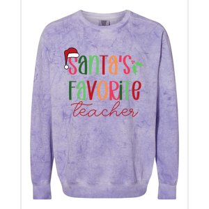 SantaS Favorite Teacher Gift Colorblast Crewneck Sweatshirt