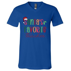 SantaS Favorite Teacher Gift V-Neck T-Shirt