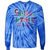 SantaS Favorite Teacher Gift Tie-Dye Long Sleeve Shirt