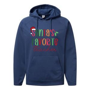 SantaS Favorite Teacher Gift Performance Fleece Hoodie