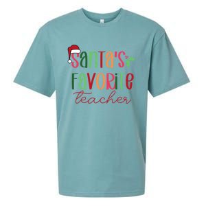 SantaS Favorite Teacher Gift Sueded Cloud Jersey T-Shirt