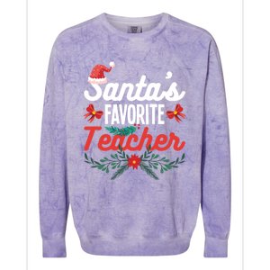 SantaS Favorite Teacher Gift Colorblast Crewneck Sweatshirt