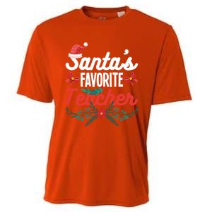 SantaS Favorite Teacher Gift Cooling Performance Crew T-Shirt