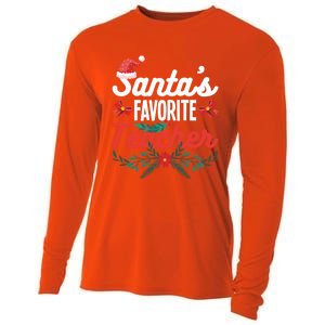 SantaS Favorite Teacher Gift Cooling Performance Long Sleeve Crew