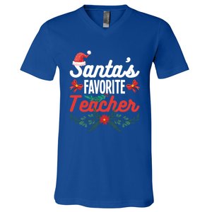 SantaS Favorite Teacher Gift V-Neck T-Shirt