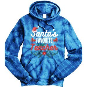 SantaS Favorite Teacher Gift Tie Dye Hoodie