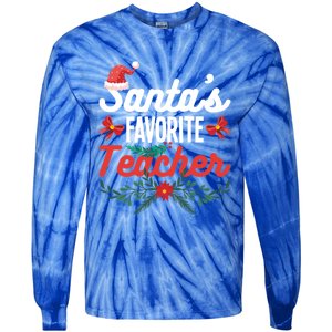 SantaS Favorite Teacher Gift Tie-Dye Long Sleeve Shirt