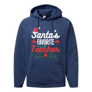 SantaS Favorite Teacher Gift Performance Fleece Hoodie