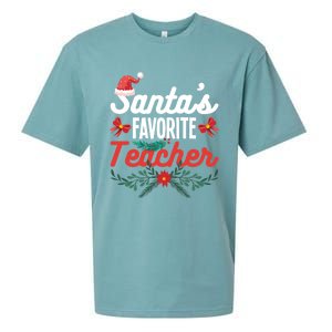 SantaS Favorite Teacher Gift Sueded Cloud Jersey T-Shirt