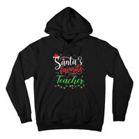 Santas Favorite Teacher Funny Christmas Santa Hat Light TShirt Hoodie