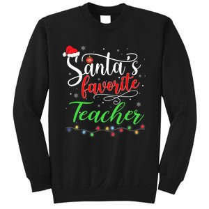 Santas Favorite Teacher Funny Christmas Santa Hat Light TShirt Sweatshirt