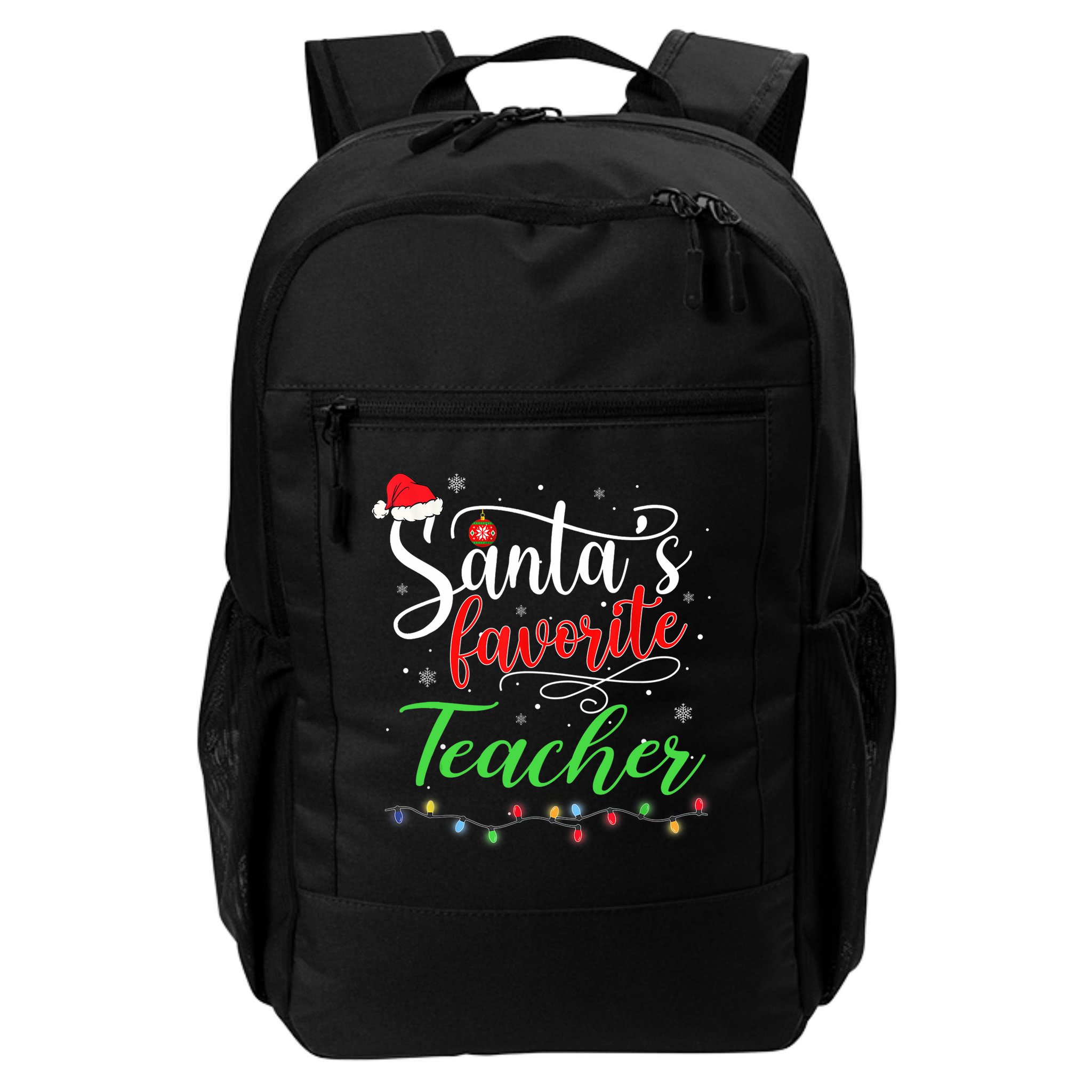 Santas Favorite Teacher Funny Christmas Santa Hat Light TShirt Backpack