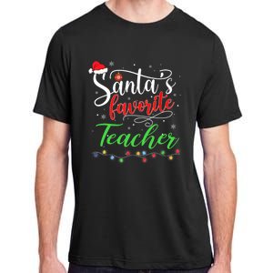 Santas Favorite Teacher Funny Christmas Santa Hat Light TShirt Adult ChromaSoft Performance T-Shirt